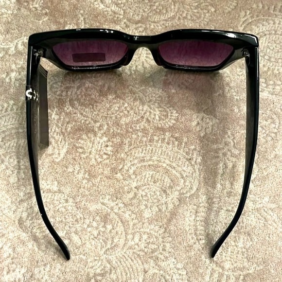 Brand New True Religion Chunky Shiny Black Square Frame Sunglasses Purple Lens - Picture 7 of 15